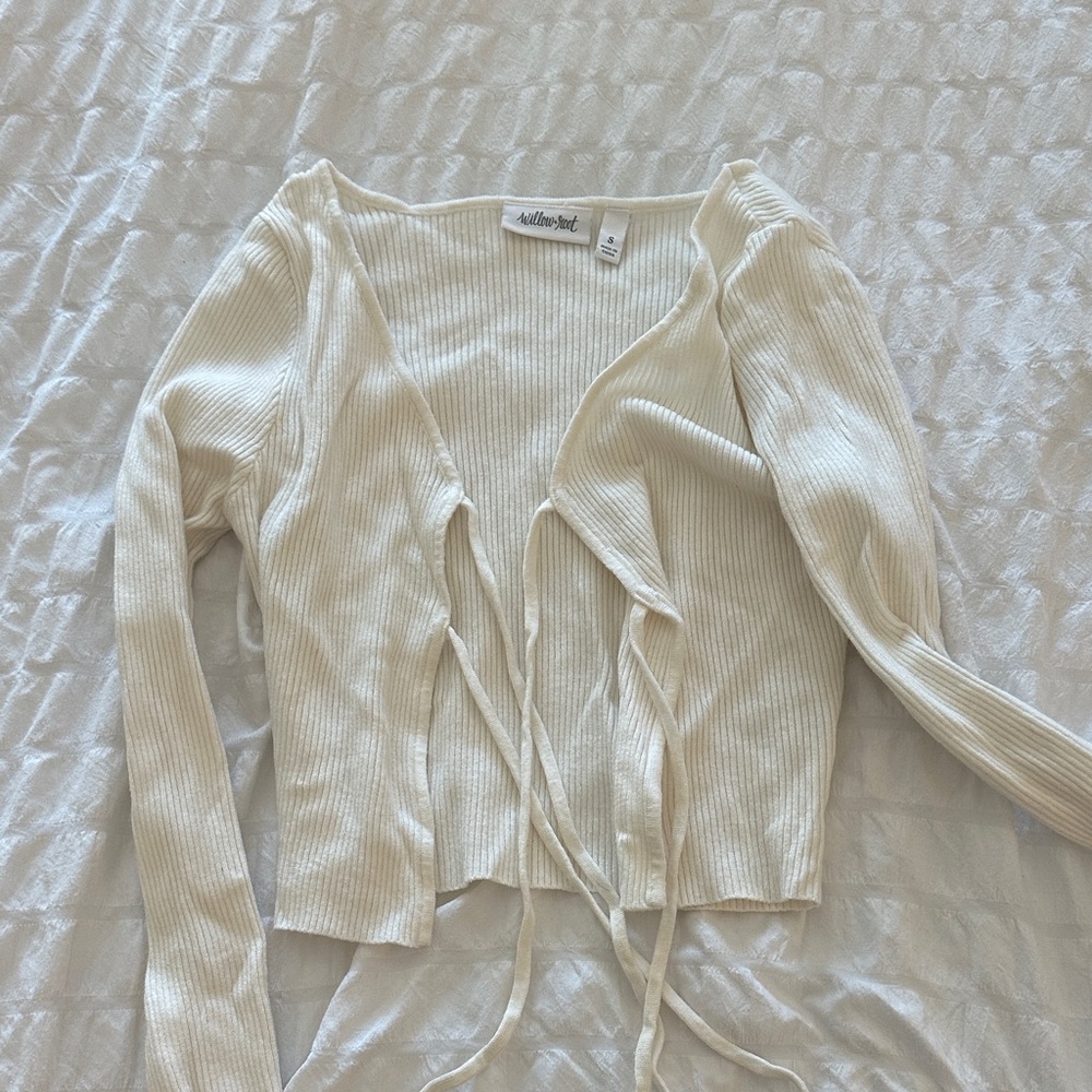 Buckle Willow+Root Cream Ribbed Top